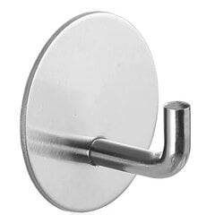 Крючок клейкий круглый, цвет серебряный, нержавеющая сталь, 1 шт. цена и информация | Аксессуары для ванной комнаты | 220.lv