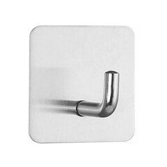 Крючок клейкий квадратный, цвет серебряный, нержавеющая сталь, 2 шт. цена и информация | Аксессуары для ванной комнаты | 220.lv