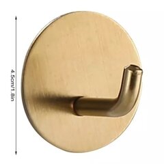 Крючок клейкий круглый, цвет золотистый, нержавеющая сталь, 2 шт. цена и информация | Аксессуары для ванной комнаты | 220.lv