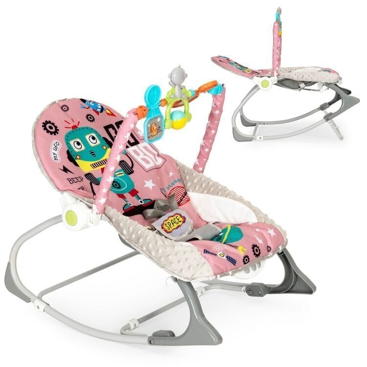 Bērnu šūpuļkrēsls 2in1 Eko rotaļlietas 27245, rozā cena un informācija | Bērnu krēsliņi un bērnu galdiņi | 220.lv