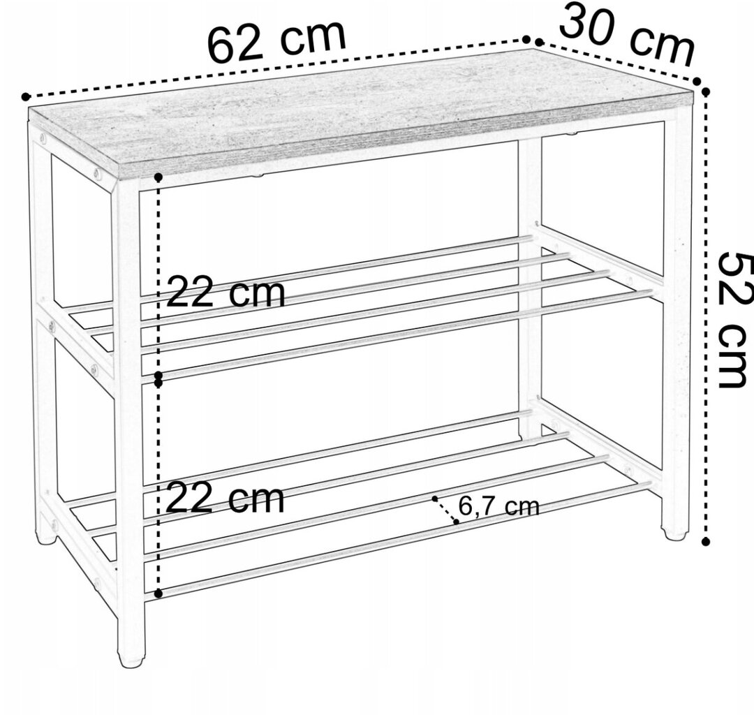 Apavu plaukts eHokery, 52x62x30 cm, melns/brūns cena un informācija | Apavu skapji, apavu plaukti, priekšnama soliņi | 220.lv