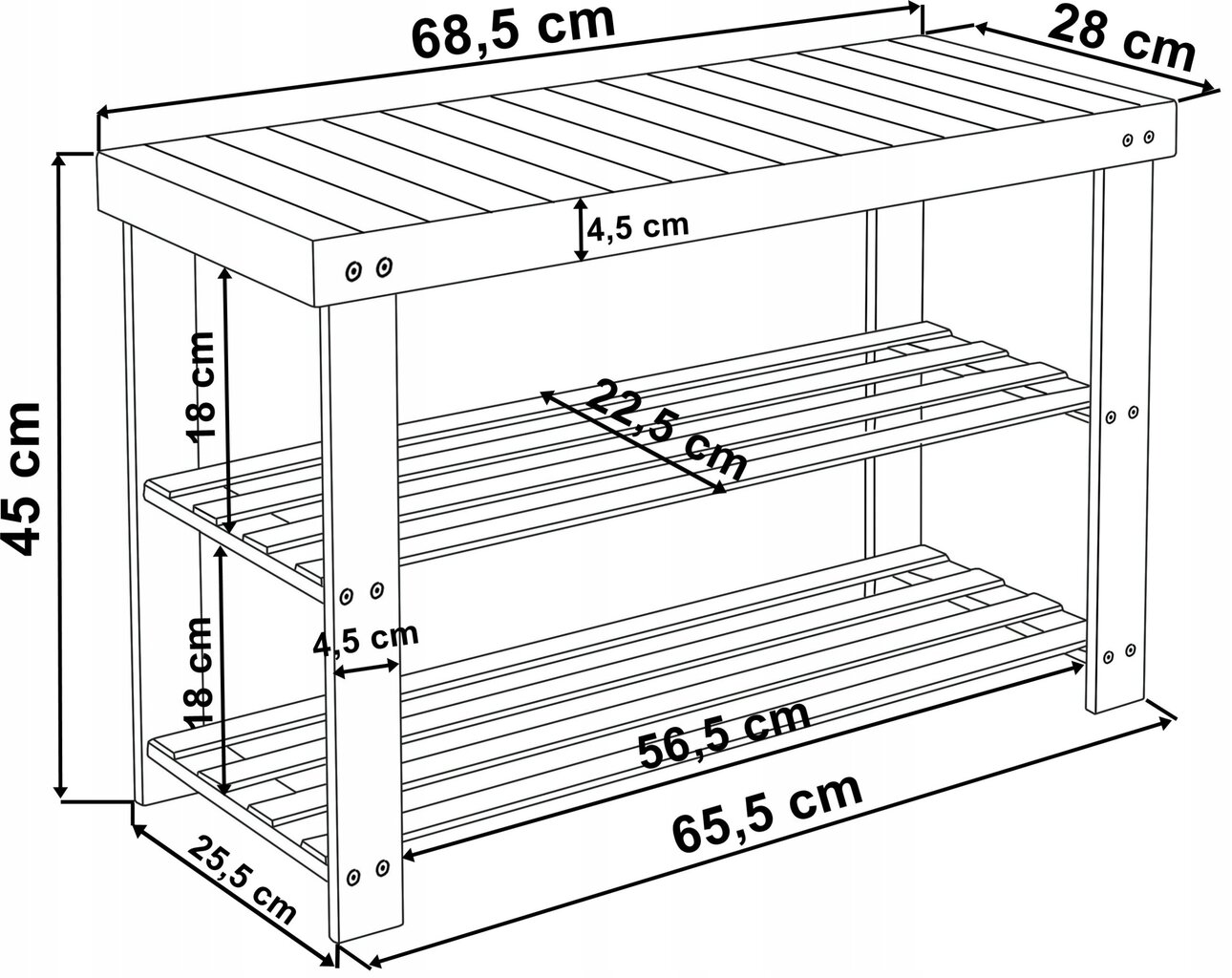 Apavu plaukts Gockowiak, 68x45x28 cm, brūns cena un informācija | Apavu skapji, apavu plaukti, priekšnama soliņi | 220.lv