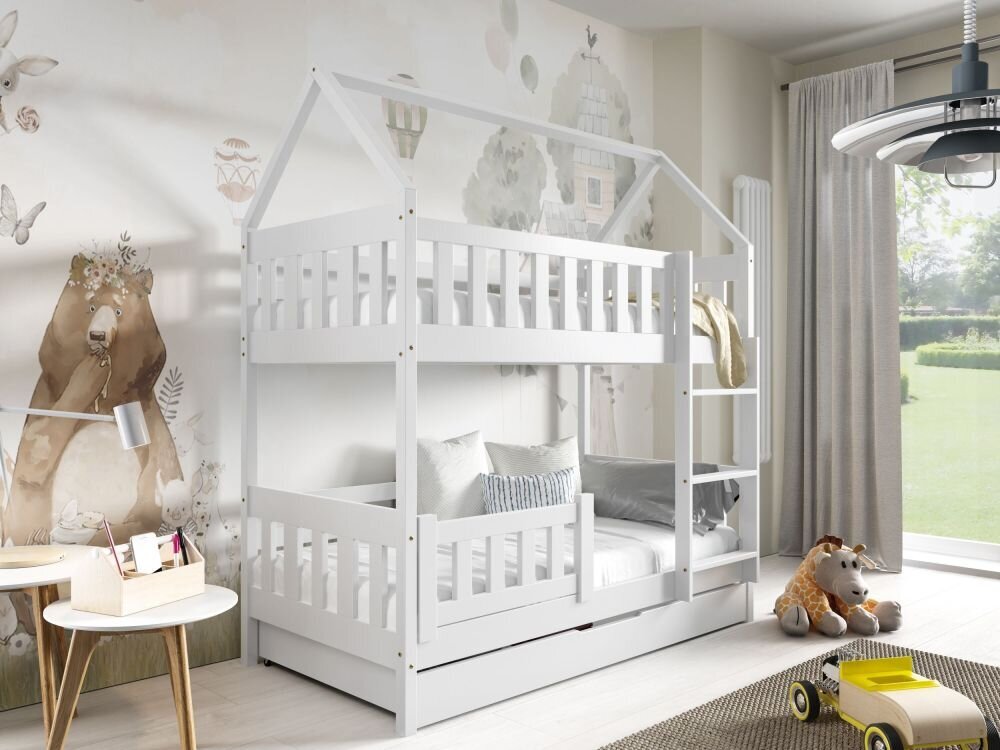 Bērnu gulta - mājiņa Luna 2, balta цена и информация | Bērnu gultas | 220.lv