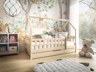 Кровать / домик с матрасом и ящиком  Luna, натурального цвета цена и информация | Детские кровати | 220.lv