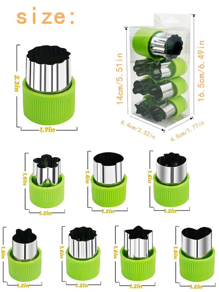 Augļu un dārzeņu griešanas rīku komplekts, 8 gab. cena un informācija | Virtuves piederumi | 220.lv