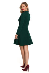 K138 Расклешенное платье с воротником - бутылочно-зеленый цена и информация | Платья | 220.lv