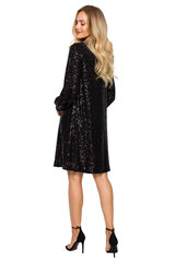 M715 Расклешенное платье с поясом - черный цена и информация | Платья | 220.lv