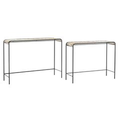 Konsole DKD Home Decor Dabisks Melns Metāls Rotangpalma 111 x 32 x 80 cm cena un informācija | Konsoles galdiņi | 220.lv