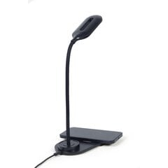 Galda lampa Gembird Desk Lamp with Wireless Charger Black цена и информация | Настольные светильники | 220.lv