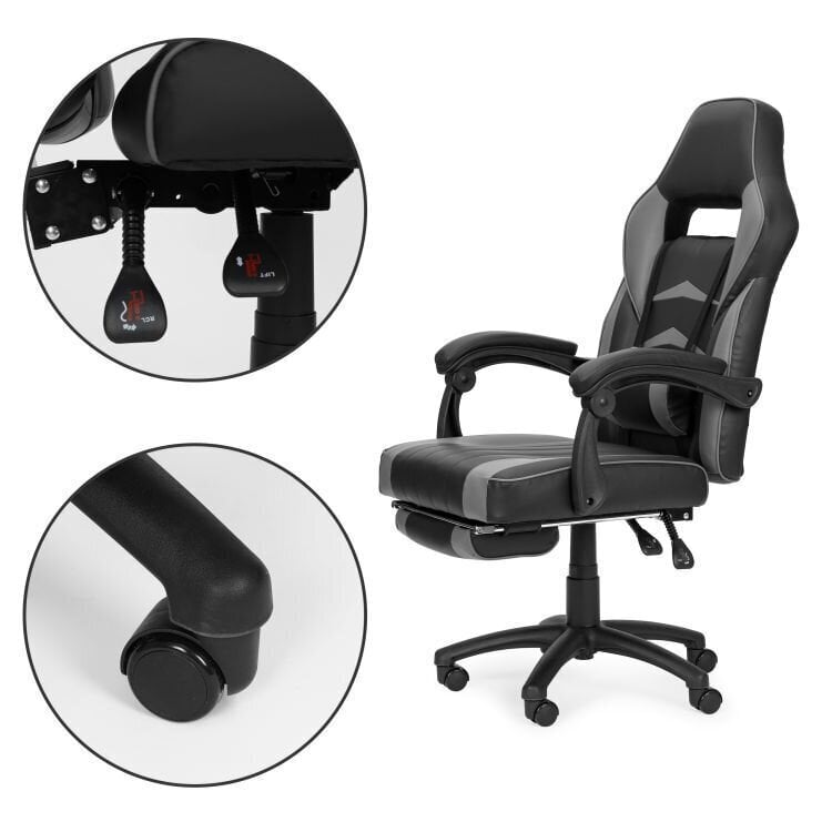 Biroja spēļu krēsls ar regulējamu kāju balstu un vidukļa spilvenu Modern Home VGC-3G cena un informācija | Biroja krēsli | 220.lv