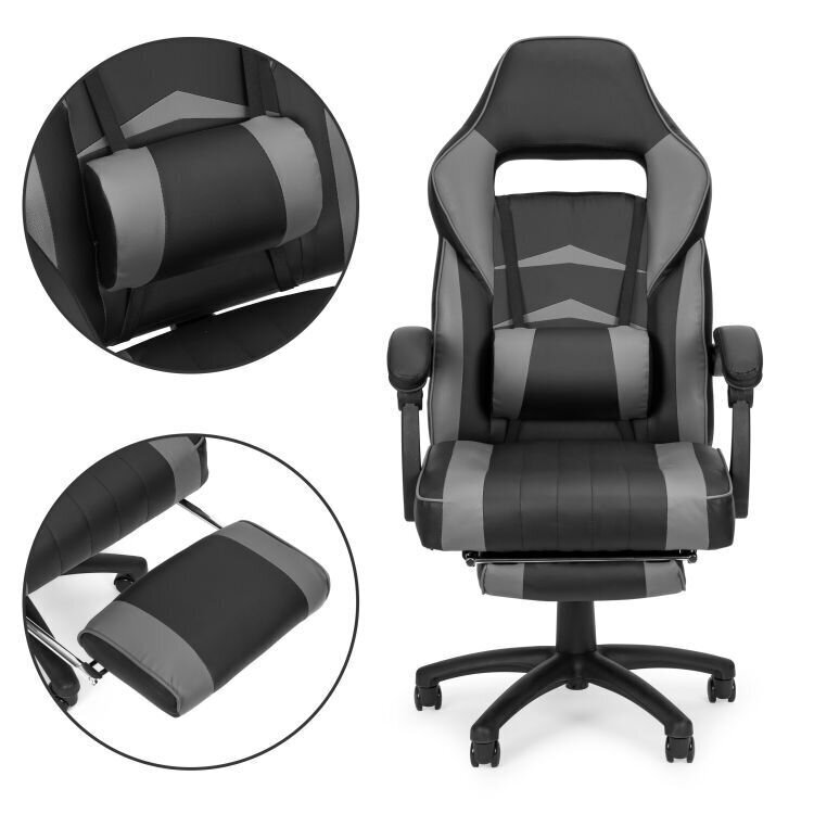 Biroja spēļu krēsls ar regulējamu kāju balstu un vidukļa spilvenu Modern Home VGC-3G cena un informācija | Biroja krēsli | 220.lv