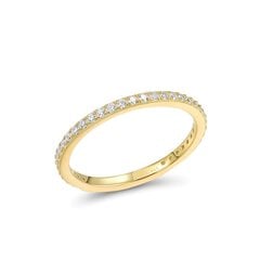 Apzeltīts sudraba gredzens ar cirkoniem sievietēm 0012621500141 cena un informācija | Gredzeni | 220.lv