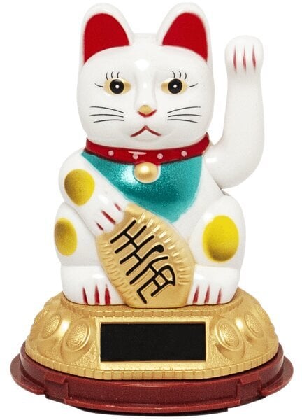 Maneki-neko laimes kaķis saules baterijai, balts, 12cm цена и информация | Citas oriģinālas dāvanas | 220.lv