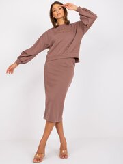 светло-коричневый спортивный костюм с юбкой миди от louisa цена и информация | Женские костюмы | 220.lv