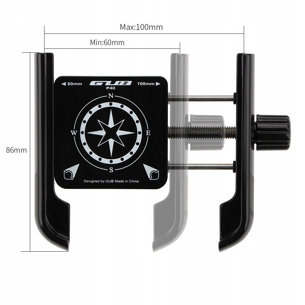 Tālruņa turētājs velosipēdam vai motociklam Gub P40, melns cena un informācija | Velo somas, telefona turētāji | 220.lv