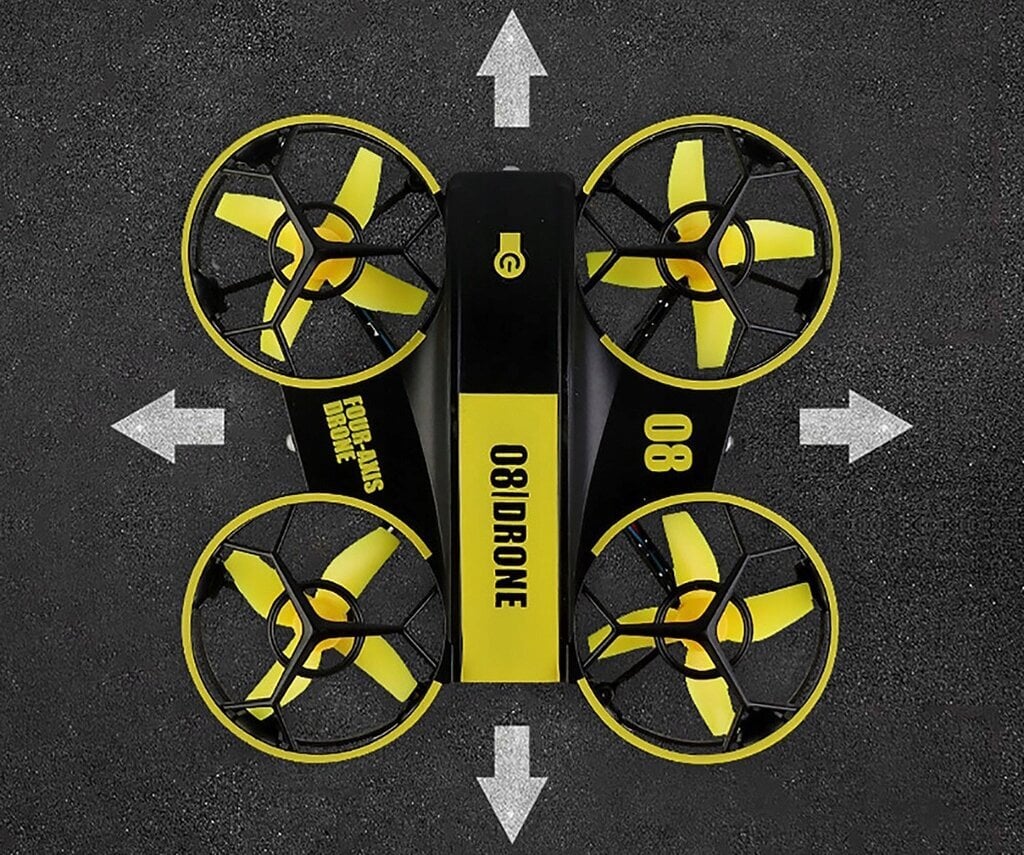 Mini drons ar slēgtiem propelleriem RC RH821, dzeltenām gaismas diodēm cena un informācija | Rotaļlietas zēniem | 220.lv