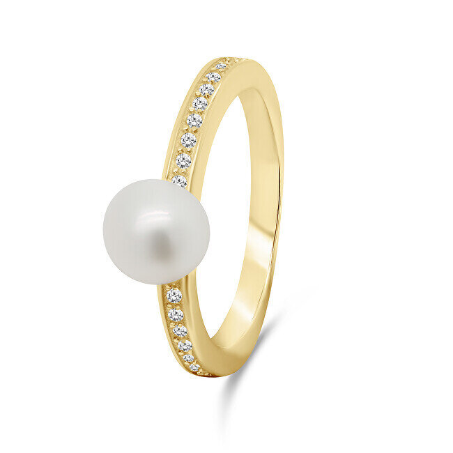 Apzeltīts gredzens ar pērli Brilio Silver RI055Y cena un informācija | Gredzeni | 220.lv