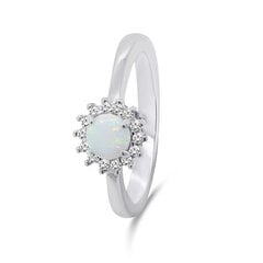 Brilio Silver Красивое серебряное кольцо с опалом и цирконами RI056W цена и информация | Кольца | 220.lv