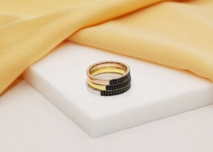 Apzeltīts gredzens ar melniem cirkoniem Brilio RI058Y цена и информация | Кольца | 220.lv