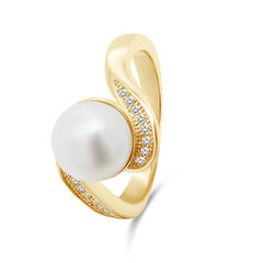 Brilio Silver Очаровательное позолоченное кольцо с настоящим жемчугом RI061Y цена и информация | Кольца | 220.lv