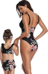 Bikini meitenēm Silkglory, melns ar ziediem цена и информация | Купальники для девочек | 220.lv