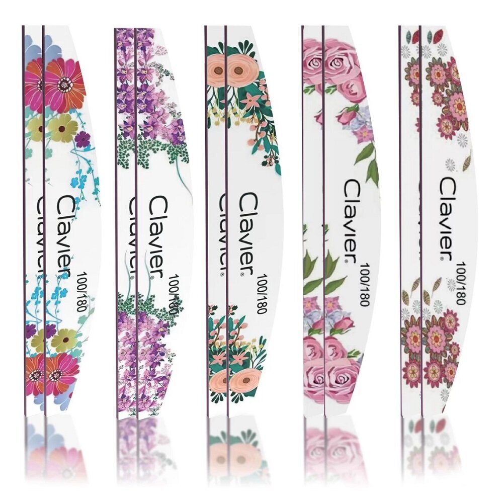 Nagu vīļu komplekts Clavier Flowers 100/180, 10 gab. цена и информация | Nagu kopšanas piederumi | 220.lv