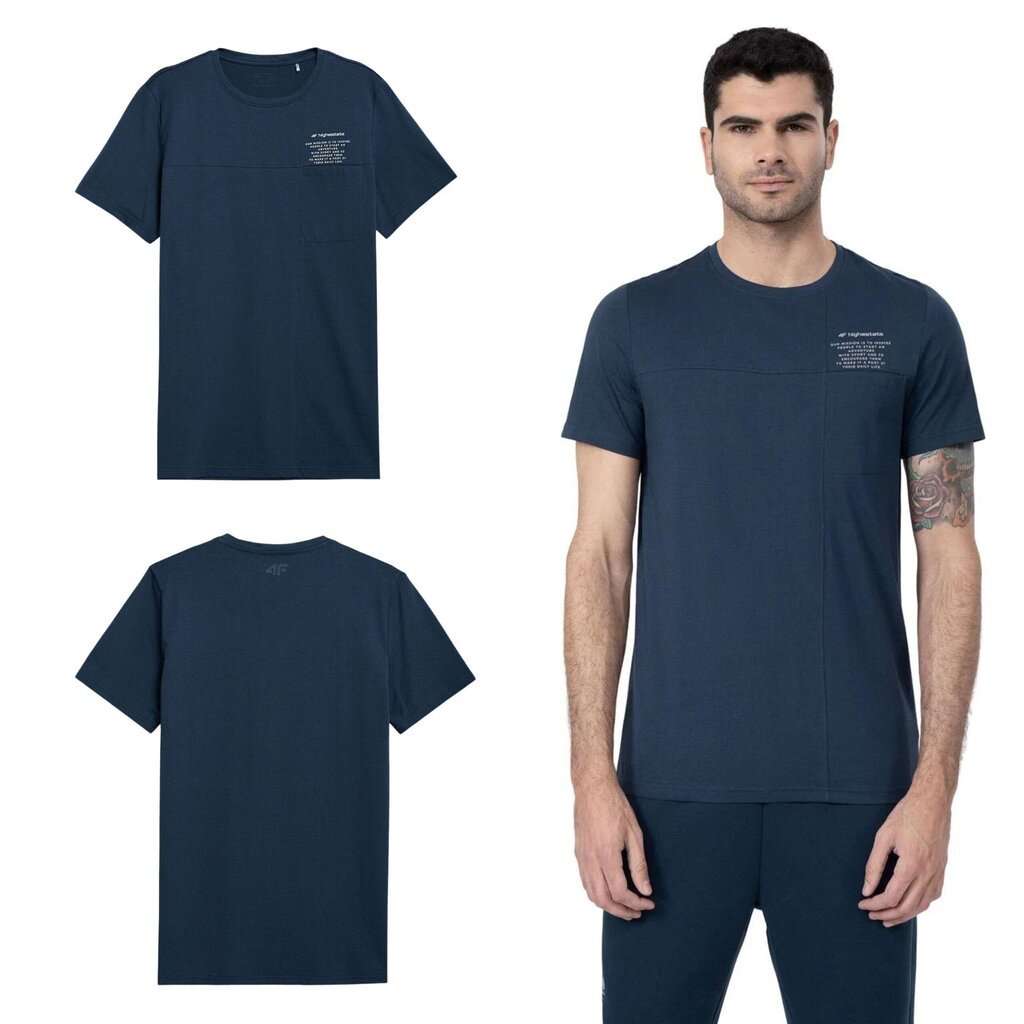 T-krekls vīriešiem 4F, zils cena un informācija | Vīriešu T-krekli | 220.lv