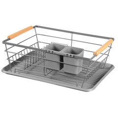 подставка для посуды с подносом, серая цена и информация | Кухонные принадлежности | 220.lv