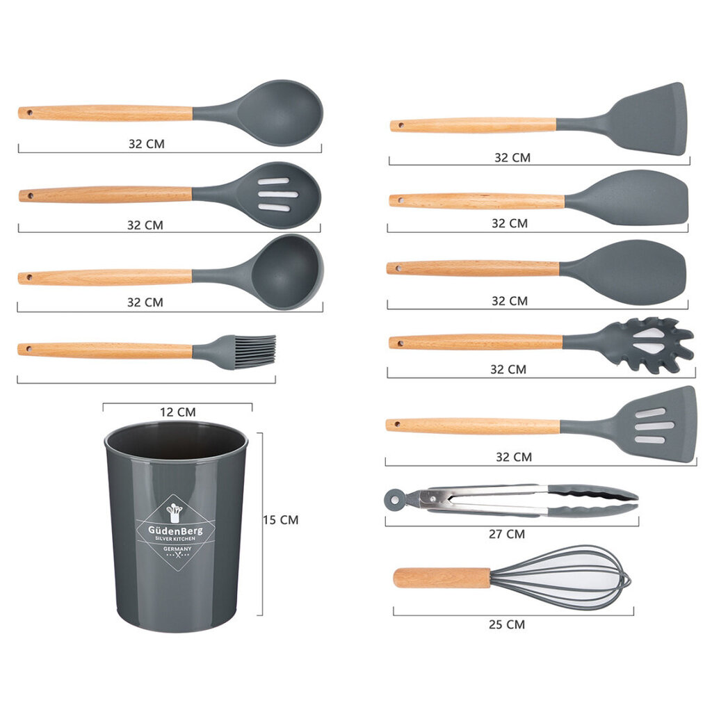 Virtuves instrumentu komplekts, 12 gab. cena un informācija | Virtuves piederumi | 220.lv