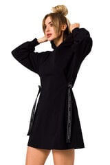 M730 Платье с капюшоном и лампасами на талии - черное цена и информация | Платья | 220.lv
