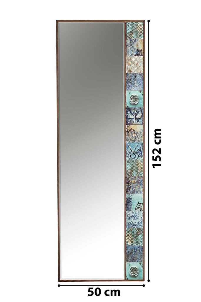 Dekoratīvs spogulis, Asir, 50x152 cm, brūns/zils cena un informācija | Spoguļi | 220.lv