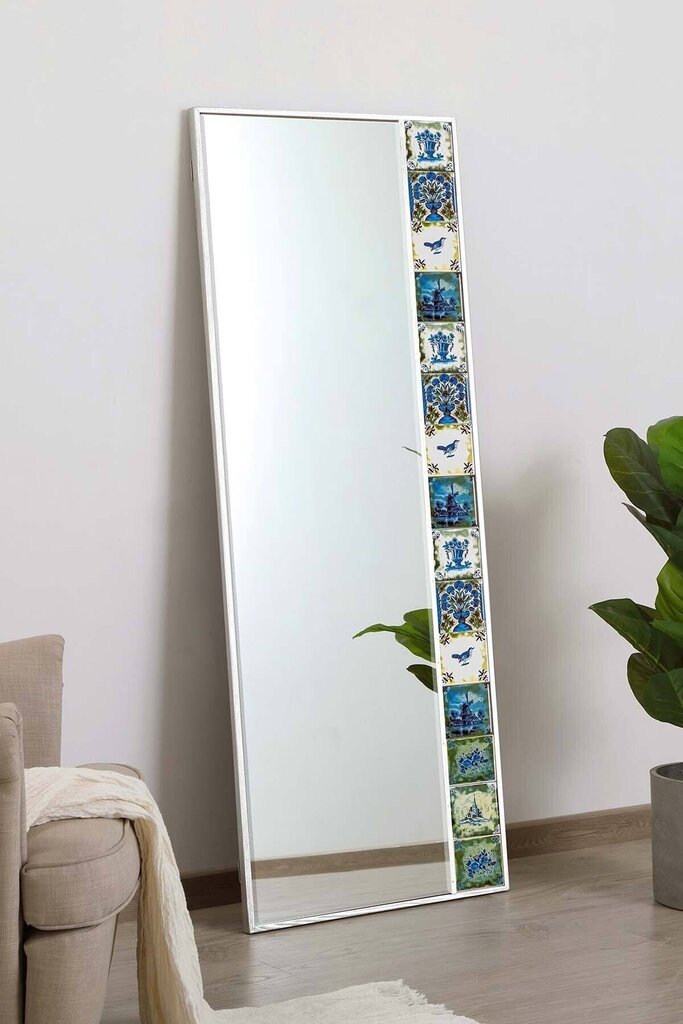 Dekoratīvs spogulis, Asir, 50x152cm, balts/zils цена и информация | Spoguļi | 220.lv