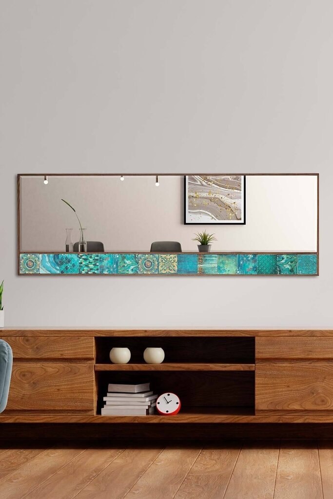 Dekoratīvs spogulis, Asir, 50x152cm, brūns/tirkīza zils cena un informācija | Spoguļi | 220.lv