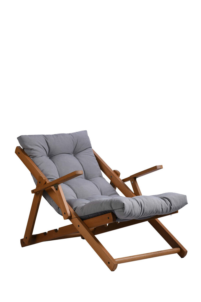 Sauļošanās krēsls, Asir, 70x95x90 cm, gaiši pelēks cena un informācija | Dārza krēsli | 220.lv