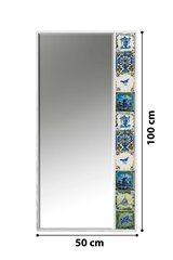 Dekoratīvs spogulis Asir, 50x102 cm, balts/zils cena un informācija | Spoguļi | 220.lv