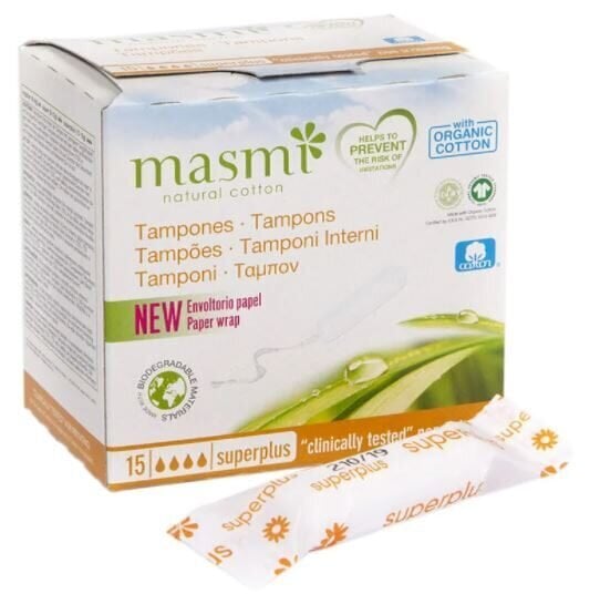 Kokvilnas tamponi Masmi, 15gab. цена и информация | Tamponi, higiēniskās paketes, ieliktnīši | 220.lv