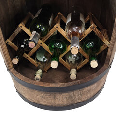 Деревянная бочка-бар с откидным шезлонгом для винных бутылок, венге, 80x50 см, деревенский домашний бар цена и информация | Кухонные принадлежности | 220.lv