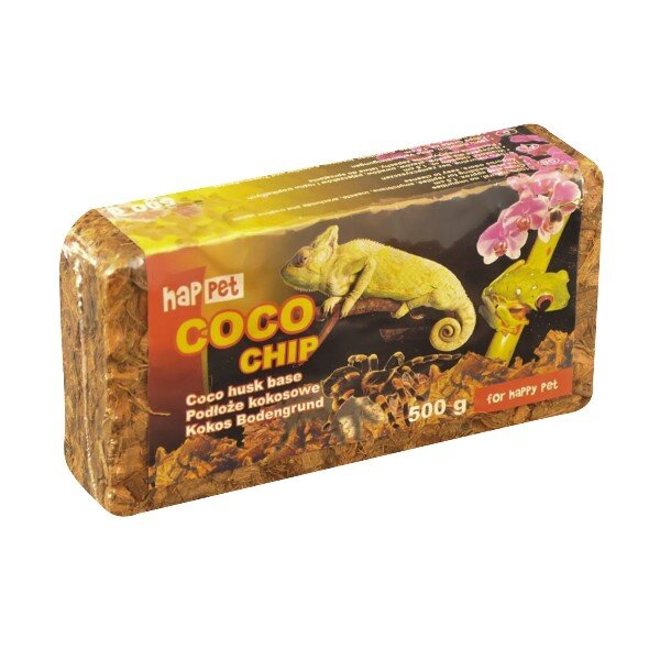Kokosriekstu substrāta čipsi Happet, 500g цена и информация | Preces eksotiskajiem dzīvniekiem | 220.lv