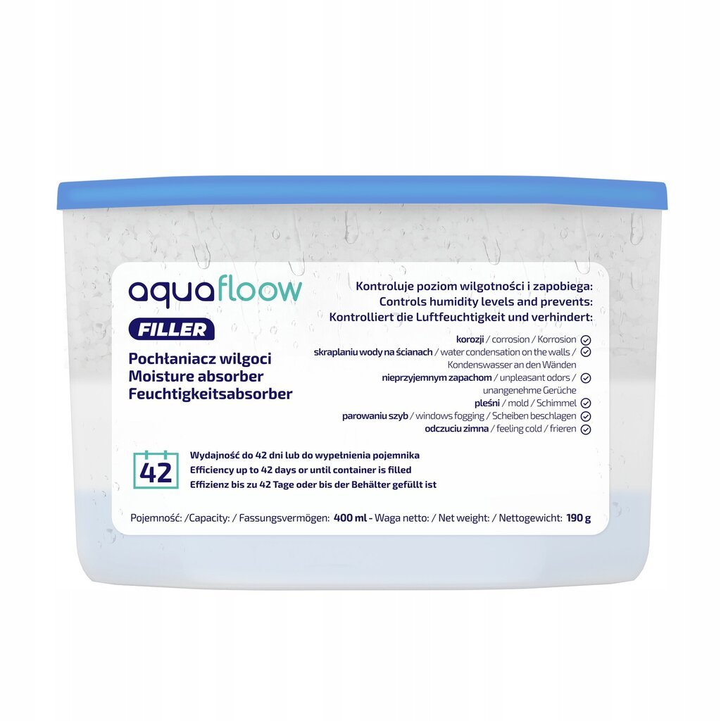 AquaFloow Refiller mitruma absorbētājs 400 ml - bez smaržas cena un informācija | Gaisa sausinātāji, mitruma savācēji | 220.lv