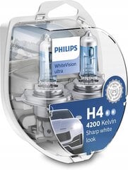 Auto spuldzes Philips H4 WhiteVision Ultra 4200K + W5W cena un informācija | Philips Auto preces | 220.lv