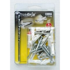 4mm Cobra White Triple Grip, 15 Pack, universāls sienas stiprinājums ģipškartona plāksnēm un mūrēšanai цена и информация | Механические инструменты | 220.lv