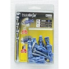 5mm Cobra Blue Triple Grip, 10 Pack, sienas stiprinājums ģipškartona plāksnēm un mūrēšanai cena un informācija | Stiprinājumi | 220.lv