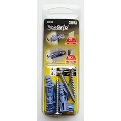 5 mm Cobra Blue Triple Grip, 4 pack, sienas stiprinājums ģipškartona plāksnēm un mūrēšanai cena un informācija | Rokas instrumenti | 220.lv