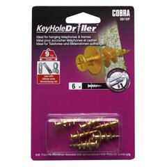 Cobra KeyholeDriller Brass 6 Pack, tiek izmantots rāmjiem, kuriem ir apaļš caurums cena un informācija | Stiprinājumi | 220.lv
