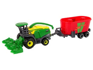 Rotaļlietu kombains ar piekabi LeanToys, zaļš/sarkans cena un informācija | Rotaļlietas zēniem | 220.lv