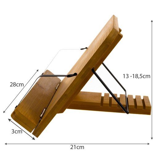 Bambusa statīvs grāmatām, datoram, 21 x 28 x 13-18,5 cm cena un informācija | Kancelejas preces | 220.lv