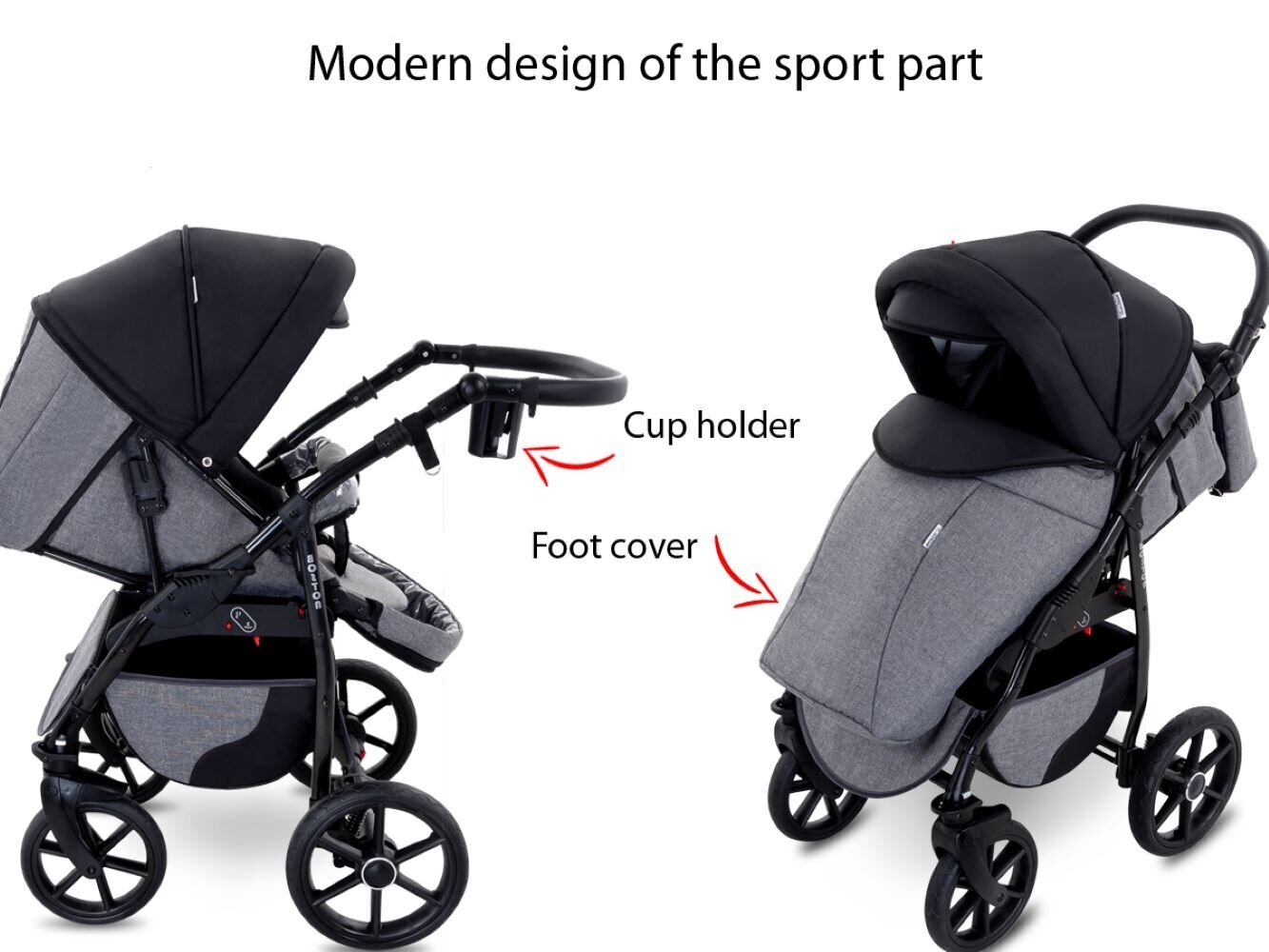 Universālie rati Boston Travel System 3in1, grey cena un informācija | Bērnu rati | 220.lv