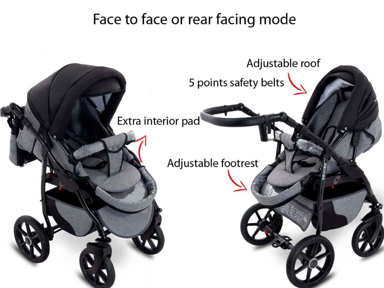 Universālie rati Boston Travel System 3in1, grey cena un informācija | Bērnu rati | 220.lv