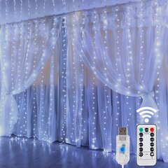 LED-лента для Нового года с пультом от USB, белая, 3x3 м цена и информация | Гирлянды | 220.lv