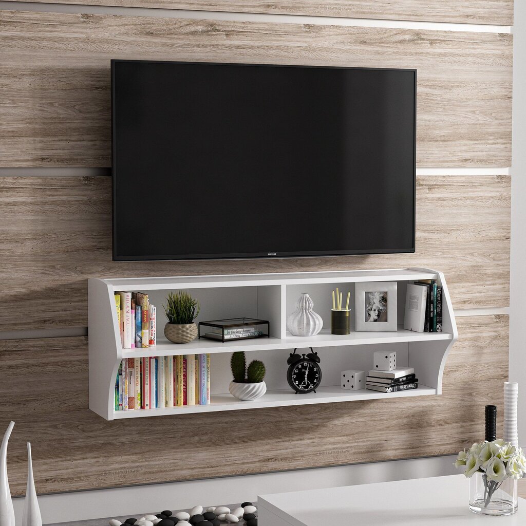 TV plaukts Asir, 124x44x27 cm, balts цена и информация | TV galdiņi | 220.lv